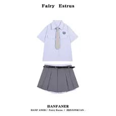 Americano Retro listrado camisa de manga curta terno feminino verão estilo Preppy pequeno jk uniforme superior saia plis