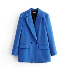 Senhora Do Escritório Blazer Duplo Breasted Casaco Vintage Manga Longa