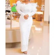 Vestido De Festa Longo Branco Para Mulheres Africanas Noite Feminino Africano
