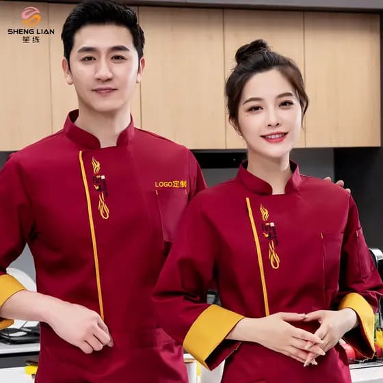 Roupas de Chef de manga comprida outono inverno cozinha chinesa restaurante macarrão restaurante roupas de trabalho cant