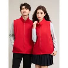 Cor sólida três-prova casca macia roupas colete macacão impresso logotipo outono gola alta grande vermelho supermercado