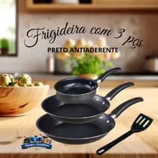 Kit de Frigideiras- 3 peças Antiaderente + Espatula de Brinde- panela pequena - frigideira de ovo - Frigideira media
