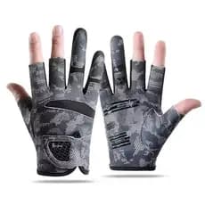 Luvas De Pesca Masculinas Com Proteção Solar De 3 Dedos UPF50 + Antiderrapante Respirável Verão Gelo Seda Bicicleta De E