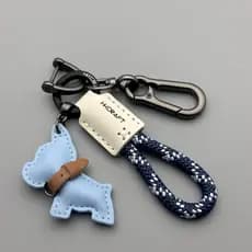 Chaveiro Fofo De Cachorrinho Francês , De Carro , Pingente De Bolsa De Corda Tecida À Mão De Couro Casal .