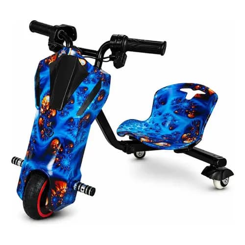 Patinete Elétrico Triciclo Mini Carro Infantil Drift 350w 36v Bluetooth Azul Scooter Robo Novo