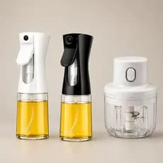 Kit Utensílios Cozinha 2 Spray Borrifador Óleo Azeite Mini Processador Triturador Temperos