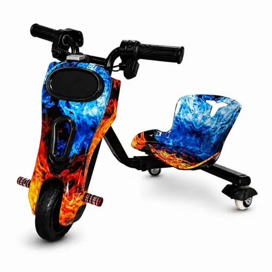 Patinete Mini Carro Drift Elétrico Triciclo Infantil Drift 350w 36v Bluetooth Vermelho E Azul