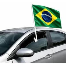 Kit 2 Bandeiras Brasil Copa Mundo Para Carro Haste Reforçada Brasil