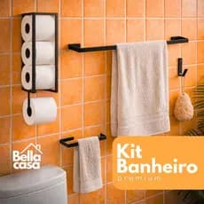 Kit para Banheiro Porta  Toalha De Banho Toalha De Rosto Porta Papel Higienico E Gancho Multi Uso