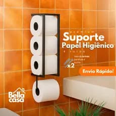 Suporte Porta Papel Higiênico Parede Preto Texturizado
