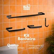 Kit para Banheiro Porta Toalha De Banho Toalha De Rosto Porta Papel Higiênico E Gancho MultiUso