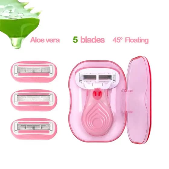 TX0Y Mini Navalha De Viagem Feminina Aloe Vera 5 Lâminas , Kit Essencial De Pele Lisa , Gillette