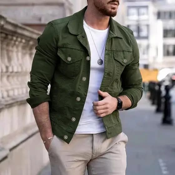 Jaqueta de Denim Masculina 100% Algodão Premium, Casaco Casual de Inverno