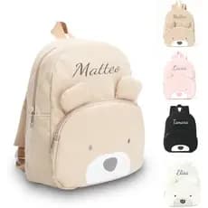 Mochila Infantil Bordada Personalizada Com Nome Em Veludo Para Meninos E Meninas Bolsa De Viagem Escolar De Urso Fofo455