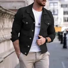 Jaqueta de Denim em Sarja de Algodão para Homens – Corte Slim, Casual e Versátil para Uso Diário