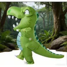 Fantasia Inflável de Dinossauro Verde para Adultos, Mascote T-Rex, Fantasia Engraçada de Anime para Festa de Halloween,