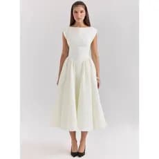 2025 Vestido Feminino Estilo Francês de Nicho, Coleção Primavera Verão Europeia Americana, com Decote Halter e Redondo,