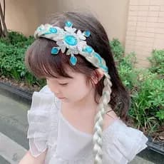 Tiara de Frozen, aplique de cabelo trançado branco e azul com flor de gelo, decoração para fantasia de princesa. UZMT