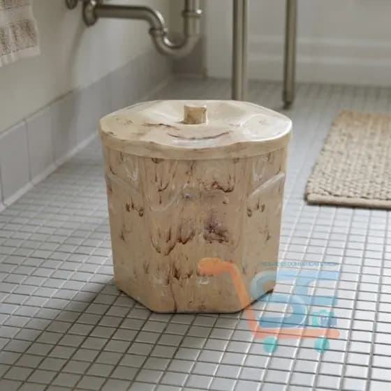 Lixeira Cesto Redondo 6L Marble com Tampa Multiuso Design Moderno Resistente para Banheiro Cozinha