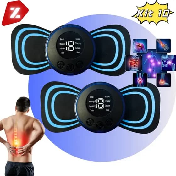 Kit 10 Mini Massageador Elétrico Portátil Cervical EMS Alivia Dores Corpo Pescoço