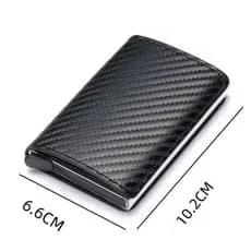 Carteiras Fibra De Carbono Porta-Cartões Masculina Preta Mágica Tripla De Couro