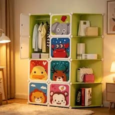 Guarda-roupa montável com tema de personagens de desenhos animados Fácil de montar  Resistente e durável