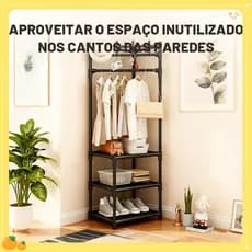 Cabide de Canto Multifuncional - Organizador de Roupas e Sapatos com Estrutura de Aço Reforçado para Cantos