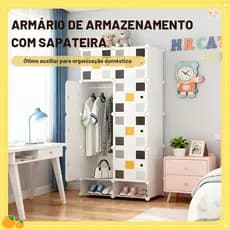 Armário modular com sapateira inferior guarda roupa multifuncional divisórias para quarto e hall compacto