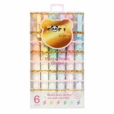 Marca Texto Glitter Pastel 6 Cores Caneta Marca Texto Fofo Escolar Não Borra Bullet Journal papelaria fofa