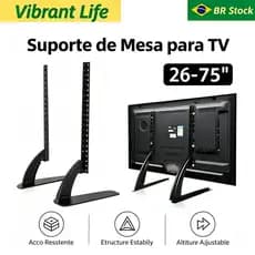 Suporte de TV de Mesa Universal 26-75” – Ajustável e Resistente para LCD, LED e Plasma