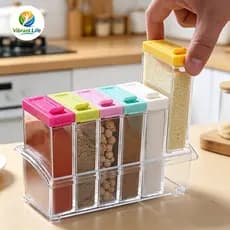 Conjunto de 6 Peças para Temperos com Tampa Hermética – Organize sua Cozinha com Estilo