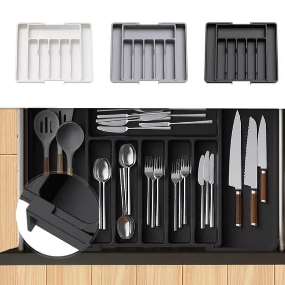 Organizador De Gavetas De Cozinha Organizador De Utensílios Ajustável Organizador De Gavetas De Talheres Para Garfos
