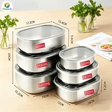 Conjunto de 6 Caixas de Almoço em Aço Inoxidável (340ml a 1400ml) com Vedação Hermética - Caixas para Refeições e Frutas