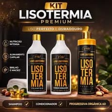 Kit Progressiva Lisotermia Premium Portal Cosmetics 6D + Shampoo e Condicionador 1L Liso Perfeito