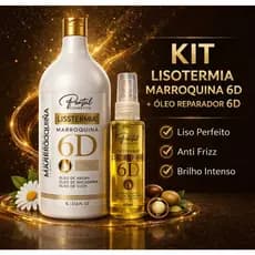 Kit Progressiva Marroquina 6D Portal 1L + Óleo Reparador 6D 60ml | Liso Perfeito, Zero Frizz, Brilho Intenso