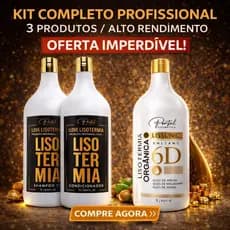 Kit Progressiva Orgânica 6D + Shampoo e Condicionador Lisotermia 1L Liso Profissional Brilho Intenso Sem Frizz