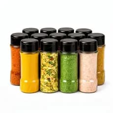 5 Potes Plástico Porta Mantimentos Organização Tampa Preta Multiuso Dosadora Prática Cozinha Enfeite