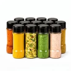 8 Potes Porta Mantimentos Plástico Transparente Tampa Preta Organização Cozinha Decoração Enfeite