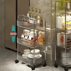 Carrinho Organizador Estante 360° Rotativo Acrílico 3 Andares de Objetos Multiuso e Rodinha-S8