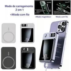 2 em 1 Carregador Portátil Para Iphone Samsung Hawei Indução Magsafe Powerbank 10000 mAh Battery Pack -A7