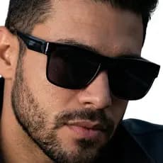 Óculos de Sol Masculino Retangular Esportivo Lente Preta UV400 Estilo Moderno Confortável MD-56