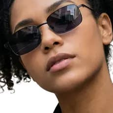 Óculos de Sol Masculino Feminino  Retangular Fino Proteção UV Metal Retro MD-49