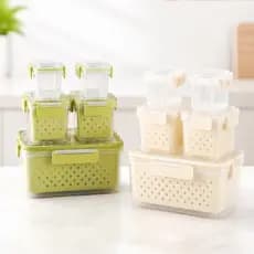 Kit Conjunto 5 Potes Herméticos com Tampa e Cesto - Sortida armazenamento de alimentos resistente