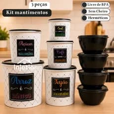 Kit potes de mantimentos com 9 peças para cozinha