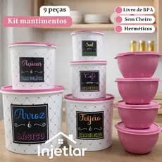 Kit com 9 potes para mantimentos de cozinha
