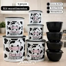 Kit organizador de cozinha com 9 potes decorados