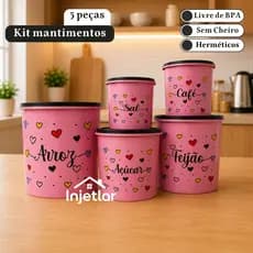 Kit de potes mantimentos para cozinha com 5 peças redondos