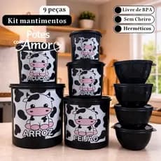Kit de potes mantimentos de cozinha com 5 peças + 4 potes redondos
