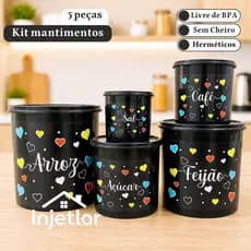Potes de mantimentos cozinha com 5 peças decoradas