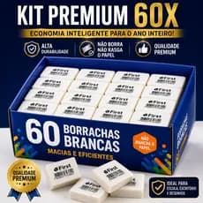 Kit 60 Borrachas Brancas Escolares Macias Apaga Sem Borrar Material Escolar Escritório￼